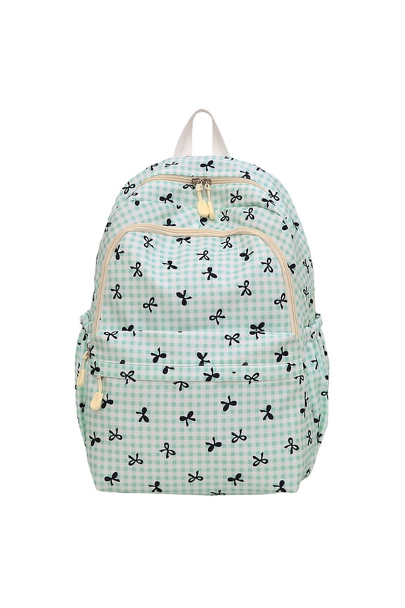Green Nylon Aesthetic Backpack for Women, Large Capacity Laptop Compartment School Bag, Lightweight Casual Daypack for Travel Work Outdoor Daily Use (Green)