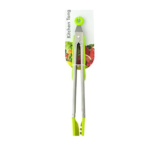 Kole Imports Green Nylon-Tipped Metal Serving Tongs