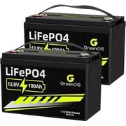 GreenOE 12V 100Ah LiFePO4 Battery Group 31 with Built-in 100A BMS, 15000 Deep Cycles Rechargeable Lithium Battery Prefect for Solar System, Rvs, Marine, Vans, Trailer, Backup 2 Units