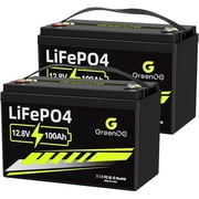GreenOE 12V 100Ah LiFePO4 Battery Group 31 with Built-in 100A BMS, 15000 Deep Cycles Rechargeable Lithium Battery Prefect for Solar System, Rvs, Marine, Vans, Trailer, Backup 2 Units