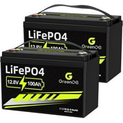 GreenOE 12V 100Ah LiFePO4 Battery Group 31 With Built-in 100A BMS, 15000 Deep Cycles Rechargeable Lithium Battery Prefect for Solar System, Rvs, Marine, Vans, Trailer, Backup (12V 100Ah*2)