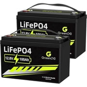 GreenOE 12V 100Ah LiFePO4 Battery Group 31 with Built-in 100A BMS, 15000 Deep Cycles Rechargeable Lithium Battery Prefect for Solar System, Rvs, Marine, Vans, Trailer, Backup 2 Units