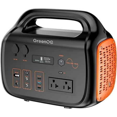 GreenOE Portable Power Station 600W 655Wh 11 Ports Camping Power Bank for Outdoors Home LED Lithium Battery Backup with USB-C Solar generator with 120V Pure Sine Wave AC Outlet