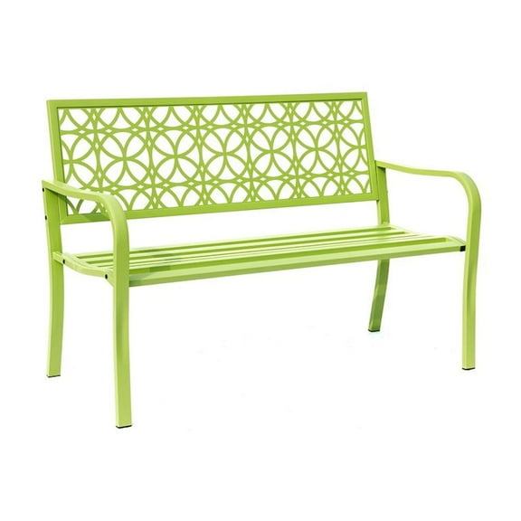 Hi-Line Gifts Steel Outdoor Garden Bench - 50" - Green