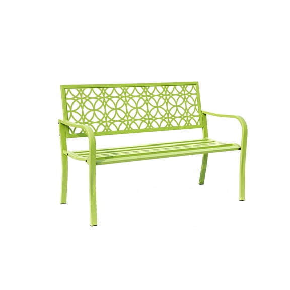 Hi-Line Gifts Steel Outdoor Garden Bench - 50" - Green