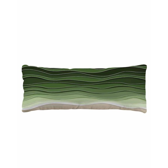Green Ocean Waves Body Pillow Cover 20 x 54 Inch Decorative Pillow Cover Chic Rustic Abstract Ombre Stripes Art Lumbar Pillowcase Seasonal Rectangle Cushion Case for Couch Sofa Bed Living Room