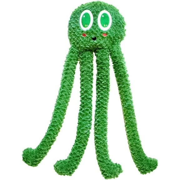 Green Octopus Plush Dog Toy 23" Extra Large Squeaky Tentacle & Head Toy