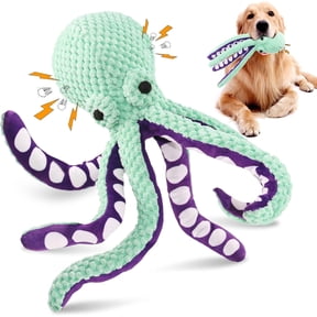 Ikerall Green Octopus Chew Resistant Cat Dog Toy – Interactive Crinkle & Squeaky Plush for Aggressive Chewers, Indoor Play & Boredom Relief
