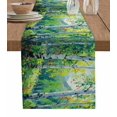 thumbnail image 1 of Green Oil Painting Burlap Cotton Table Runner 14x72 Inches Long, Modern Abstract Art Summer Tree Farmhouse Table Runners, Outdoor Dining Tablecloths Decor for Baby Shower/Party/Wedding, 1 of 6