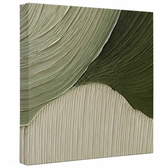Green Oil Painting Texture Canvas Wall Art Framed Wall Decor for Living Room Bedroom Bathroom, Sage Green Print Abstract Chic Canvas Pictures Ready to Hang Decor, 8"x8"