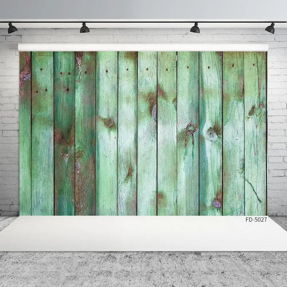 Green Old Wooden Board Fading Planks Texture Vinyl Backdrops Portrait