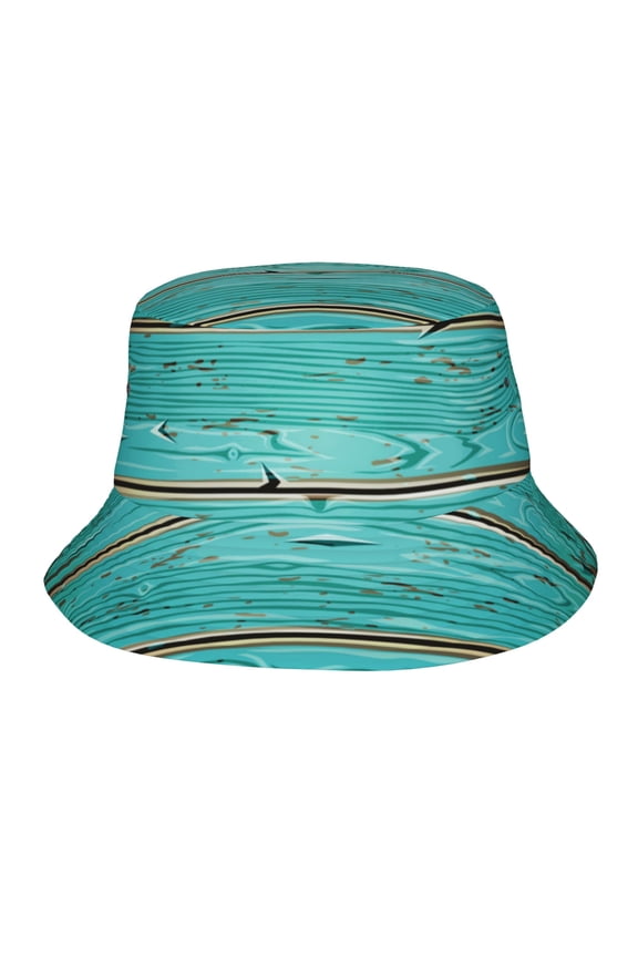Green Old Wooden Bucket Hat Beach Sun Outdoor Cap Packable Fisherman Hat For Women And Men