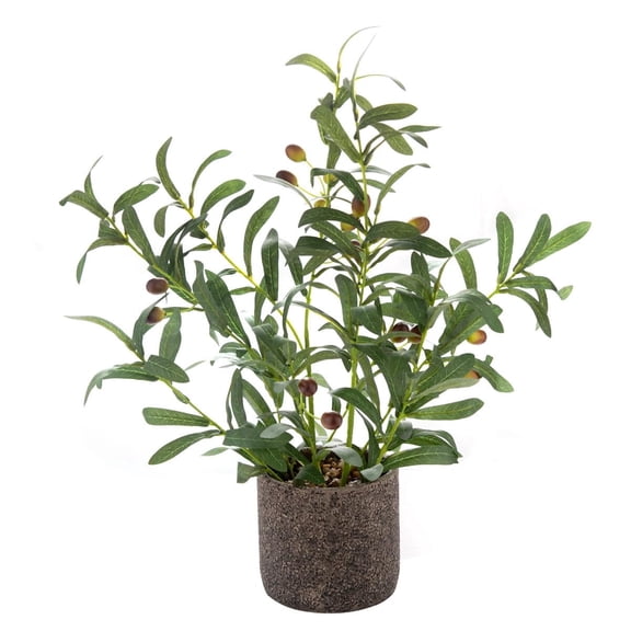 Green Olive Plant 18" H Artificial Potted Faux Greenery for Indoor Outdoor Decor