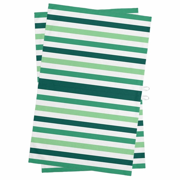 Green Ombre Grey Striped Kitchen Towels Set of 2, Water Absorbent Dish Towel, Farmhouse Stripe Modern Decorative Hand Towels - Quick Drying Cloth for Cooking Baking, 18x28 Inch