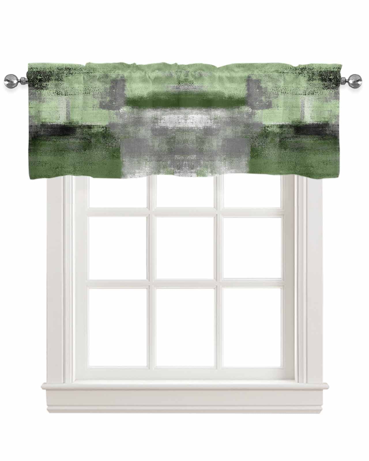 Green Ombre Kitchen Valances for Windows Farmhouse Linen Window Valance ...