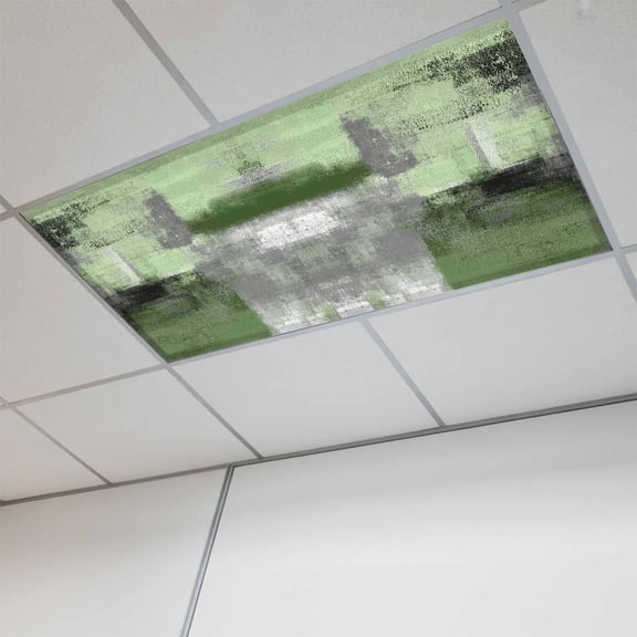 Green Ombre Magnetic Fluorescent Light Covers for Ceiling Lights 2x4Ft, Farmhouse Abstract Mottled Texture Art Office Classroom Kitchen Drop Ceiling Light Covers Lighting Filters Shade Panel 1 Pack