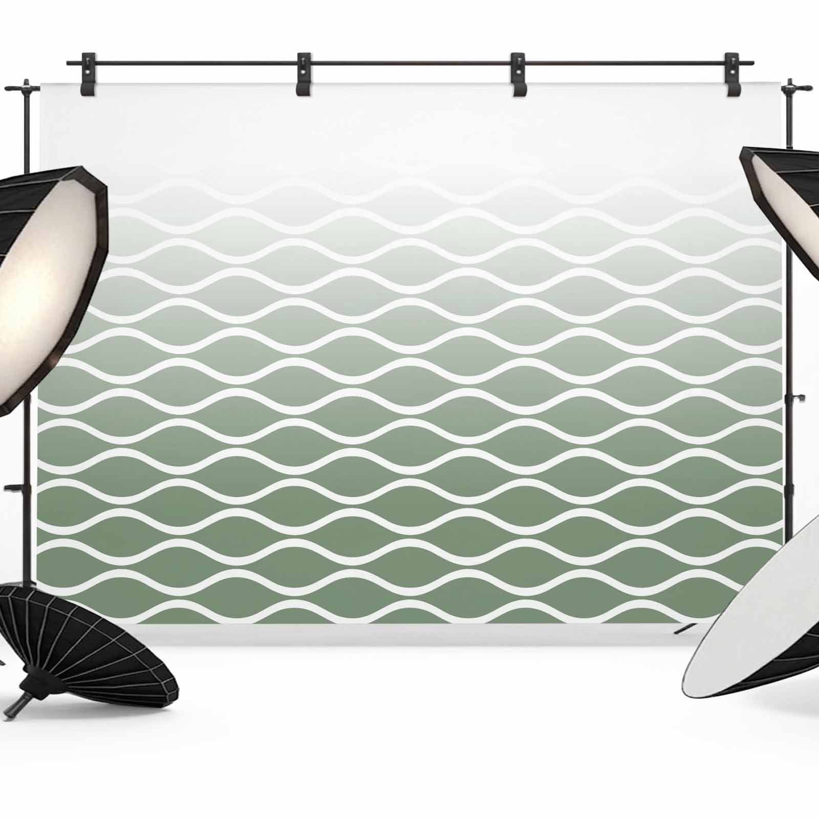 Green Ombre Morocco Photography Backdrop 7x5FT, Modern Geometric Wave ...