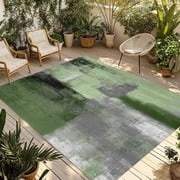 Green Ombre Outdoor Rug 3x5 Ft - Reversible Patio Rug Outdoor Camping Rugs, Farmhouse Abstract Mottled Texture Art Washable Indoor Outdoor Area Rugs, Non-Slip Outdoor Carpet Runner for Deck/Porch