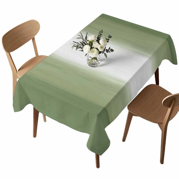 Green Ombre Rectangle Tablecloth Abstract Sage Green Ombre White Stripes Modern Waterproof Wrinkle Free Soft Table Cloth Spill-Proof Washable Table Cover for Dining Party Picnic 60 x 84 Inch