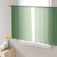 thumbnail image 1 of Green Ombre Semi Sheer Curtains 45 Inch Length 2 Panels Set, Modern Gradient Abstract Art Sheer Kitchen Curtain Privacy Voile Window Curtain for Living Room Bedroom Rod Pocket Drapes, 1 of 7