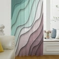 thumbnail image 1 of Green Ombre Semi Sheer Curtains Drapes for Living Room, Bedroom, French Doors Window 54 Inches Long, Modern Geometric Abstract Dark Red Cream Rod Pocket Chiffon Curtain Drapery Voile Draperies Panel, 1 of 6