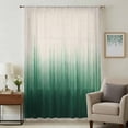 thumbnail image 1 of Green Ombre Stripe Sheer Curtains 45 Inches Long, Abstract Art Modern Gradient Beige Light Filering Curtains, Breathable Simi Curtain Privacy Drapes for Kitchen Bathroom Small Window Treatment, 1 of 9