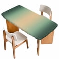 thumbnail image 1 of Green Ombre Table Cloths for 6 Foot Rectangle Tables, Modern Yellow Gradient Farmhouse Art Patio Waterproof Elastic Fitted Tablecloths, Washable Rectangular Table Cover for Camping, 1 of 8