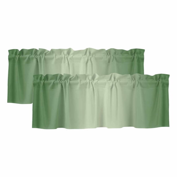 Green Ombre Valances for Windows, Decorative Rod Pocket Window Valance Curtains, Modern Gradient Abstract Art Short Curtain Drapes for Kitchen/Bathroom/Living Room, 2 Panels, 54" W x 18" L