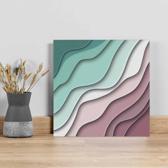 Green Ombre Wall Art Painting on Canvas, Modern Geometric Abstract Dark Red Cream Canvas Art Home Prints Wall Art Framed Modern Artwork for Living Room Bedroom Wall Decor 16x16in