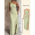 thumbnail image 1 of Green One Shoulder Long Dress, Asymmetric Ruffle Hem With High Slit &, 1 of 9