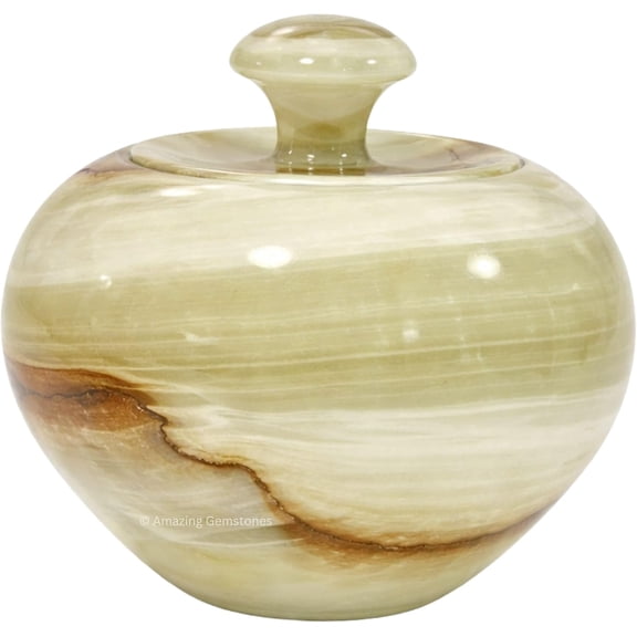 Green Onyx Apple Candy Jar Decorative Candy Jar with Lid for Kitchen, Desk & Gift (4 Inch)