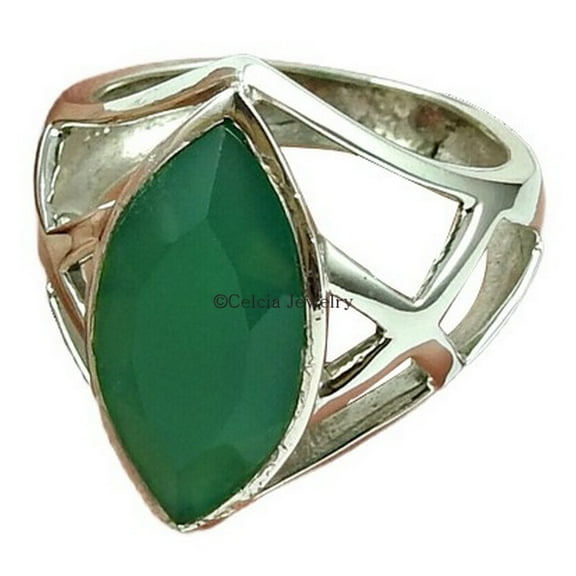 Green Onyx Gemstone Ring, Fine Jewelry For Women, Bridesmaid Gifts, Friendship Gift, Family Gift, Bohemian Ring, Victorian Ring, Daughter Gifts, Unique Gifts For Mom (green-onyx, Size 7)