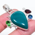 thumbnail image 1 of Green Onyx Multi Gemstone Pendant Handmade Antique Design Jewelry 2.7" FP 6538, 1 of 2