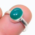 thumbnail image 1 of Green Onyx Oval Shape Gemstone Ring Handmade Antique Design Jewelry 8" FR 1023, 1 of 2