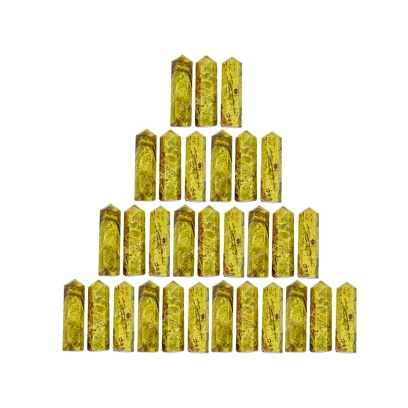 Green Opal Crystal Points Bulk 3 Pcs, Hexagonal Healing Point