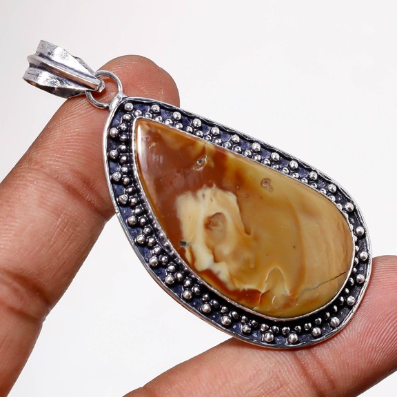 Green Opal Gemstone Handmade Ethnic Unique Design Pendant Jewelry 2.5" SA 9837