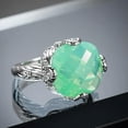 thumbnail image 1 of Green Opal Square Silver Band Women's 925 Silver Engagement Ring Size 6 7 8 9 10, 1 of 4