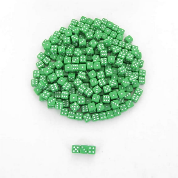 Green Opaque Dice with White Pips D6 5mm (13/64in) Pack of 250 Koplow Games