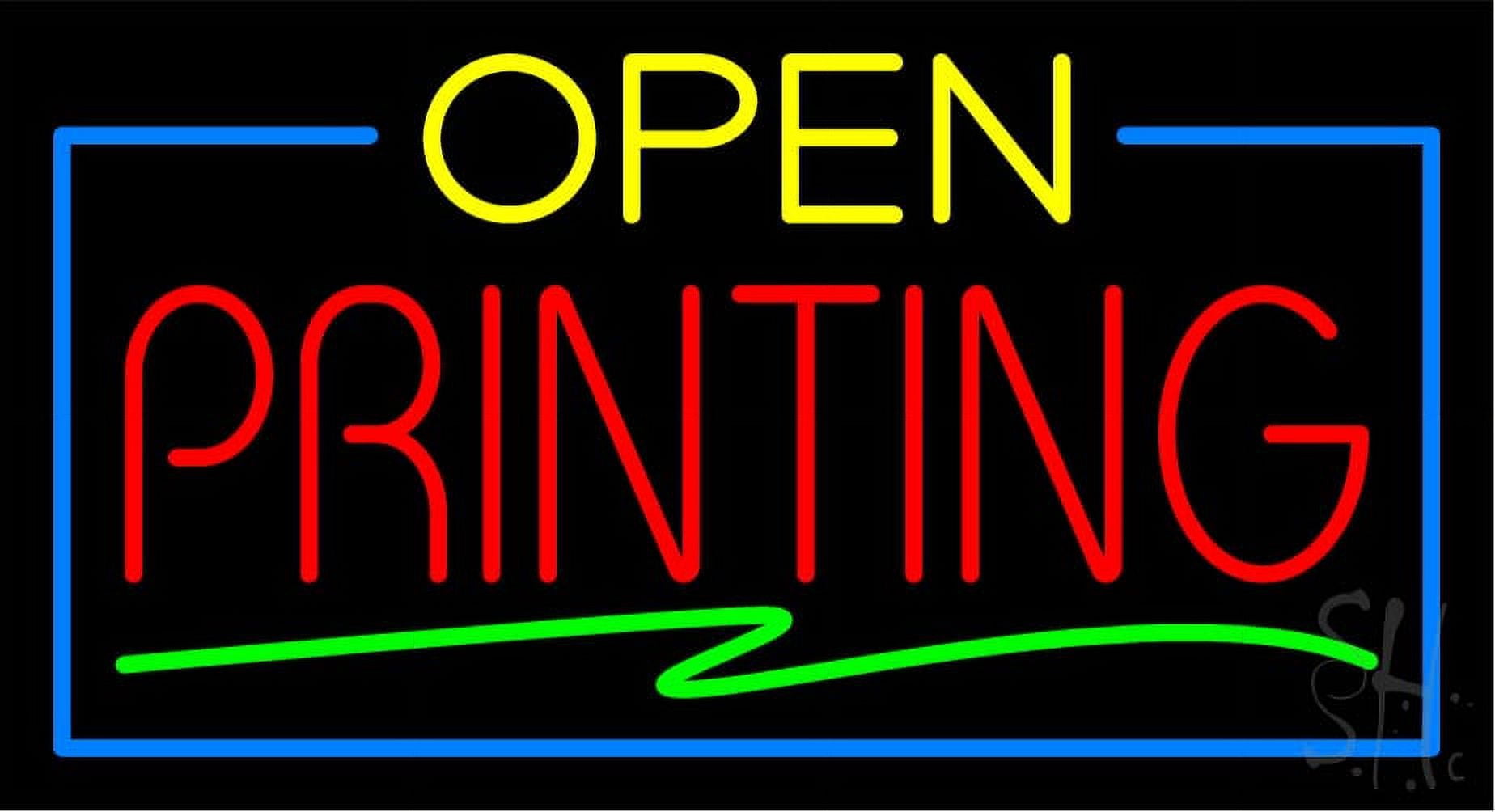 Green Open Printing Blue Border LED Neon Sign 13 x 24 - inches, Clear ...