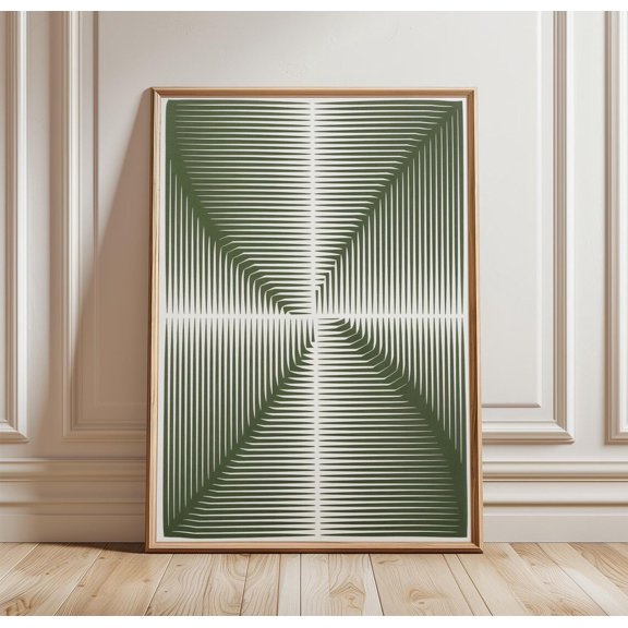 Green Optical Line Minimal Geometric Abstract Modern Wall Art Unframed Paper Print