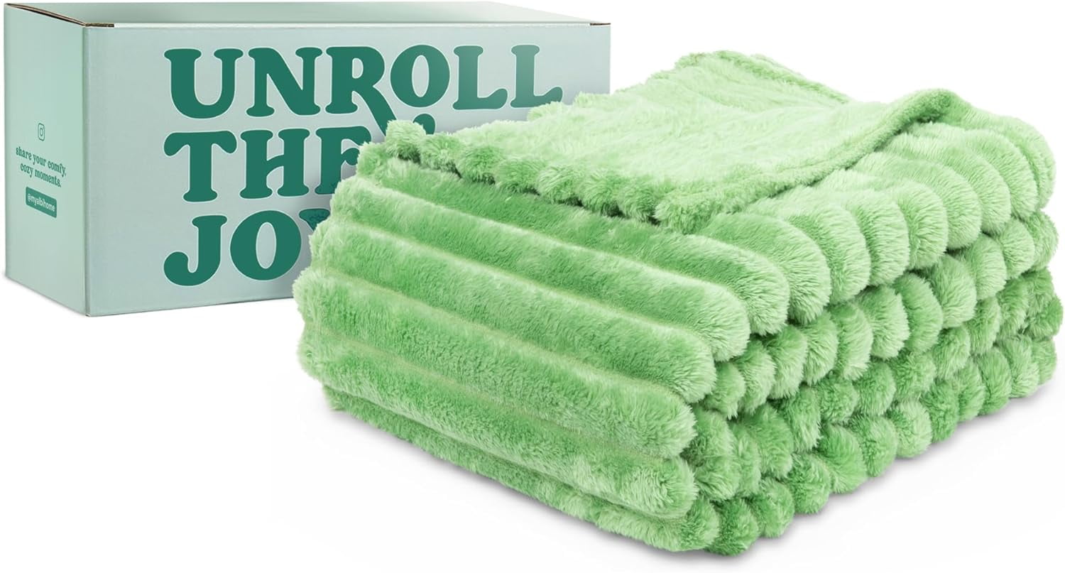 Avocado Green 50" x 60" Fleece Throw Blanket in Gift Box
