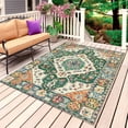 thumbnail image 1 of Green Orange Beige Boho Outdoor Rug 4x6 Ft, Non Slip Washable Area Rug, Retro Ethnic Tribal Abstract Art Patio Rugs Carpet Runner, Large Floor Mat for Indoor/Outdoor Deck Porch Camping, 1 of 8