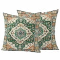 thumbnail image 1 of Green Orange Beige Boho Outdoor Waterproof Pillow Covers, Retro Ethnic Tribal Abstract Art Decorative Square Throw Pillowcase Sofa Cushion Sham for Patio/Couch/Chair, 16"x16" 2 Pack, 1 of 8