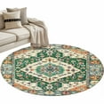 thumbnail image 1 of Green Orange Beige Boho Round Area Rug 4ft, Retro Ethnic Tribal Abstract Art Washable Non-Slip Circle Rugs for Bedroom Living Room Kitchen, Soft Non Shedding Circle Carpet for Dining Room Dorm, 1 of 9