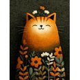 thumbnail image 1 of Green Orange Cat Illustration Canvas Happiness Quote Cottagecore Classroom Wall Decor, 1 of 8