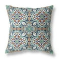 thumbnail image 1 of Green Orange Cloverleaf Boho Suede Throw Pillow, 1 of 4