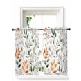 thumbnail image 1 of Green Orange Eucalyptus Curtains 45 Inch Length,Sheer Curtains for Bedroom Living Room Window Summer Watercolor Botanical Leaf Rod Pocket Drapes Kitchen Curtains Small Half Window 42"x45" 2 Panels, 1 of 6