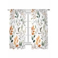 thumbnail image 1 of Green Orange Eucalyptus Curtains 72 Inch Length,Sheer Curtains for Bedroom Living Room Window Summer Watercolor Botanical Leaf Rod Pocket Drapes Kitchen Curtains Small Half Window 52"x72" 2 Panels, 1 of 6