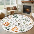 thumbnail image 1 of Green Orange Eucalyptus Large Round Rug 8 FT, Non Slip Living Room Area Carpet, Summer Watercolor Botanical Leaf Washable Soft Circle Rug Non-Shedding Floor Carpet for Bedroom Office Dining Room, 1 of 9