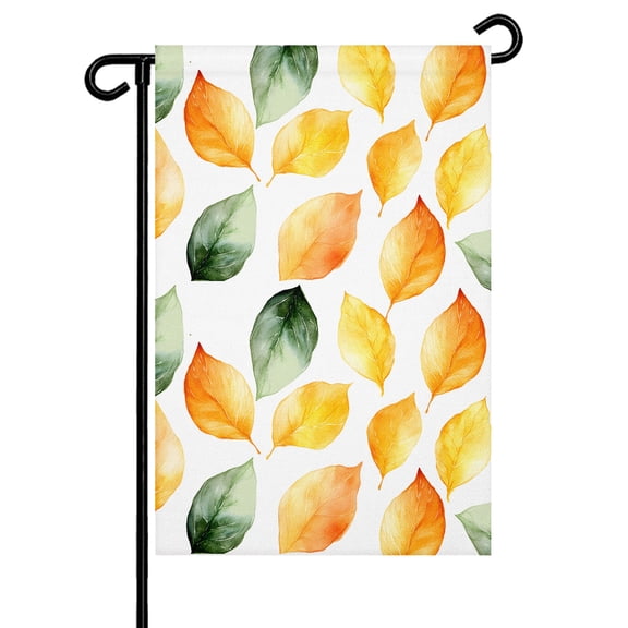 Green Orange Leaves Garden Flag 12x18 Inch Spring Gradient Leaf Double Sided Small Decorative Garden Flags for Outside, Outdoor Yard Porch Lawn Decoration